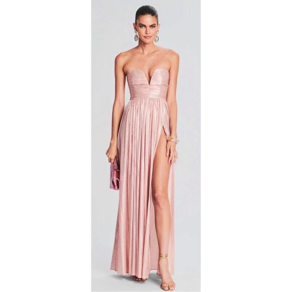 Retrofete Madeleine Strapless Ruched Pleated Plunging Bustier Maxi Dress Size M - Picture 3 of 10